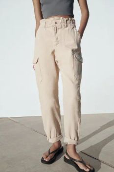 New Fashion Women Jeans Casual-Cool Wide Leg Khaki Color Cargo Pants - G-TOP GARMENTS CO., LTD. - China