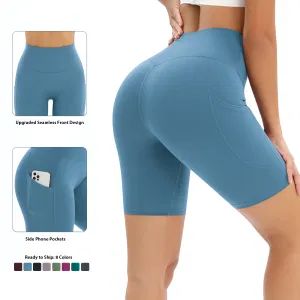 Tianchen Manufacturer Wholesales Eamless Front High Waist Sports Shorts with Pockets, Custom Butt Lift Running Tights Biker Workout Yoga Shorts Fitness Wear - DONGGUAN TIANCHEN GARMENT TECHNOLOGY CO., LTD. - China