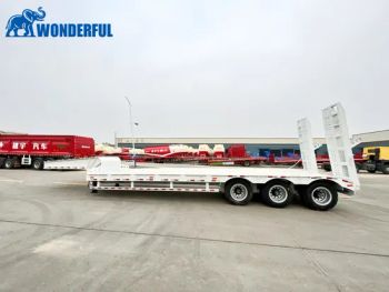 Heavy 60ton Load Flatbed 4 Axle 17m Enclosed Decker Excavator Extendable Equipment Specification Carrier Car Camper Transporter Lowbed Lowboy Trailer - SHANDONG WONDERFUL AUTO COMPANY LIMITED. - China