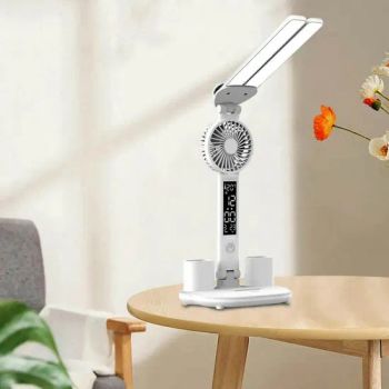 Rechargeable Table Lamp for Study, Desk Lamp Reading Light LED Table Light with Fan, LED Clock Display Reading Light - Huzhou Hengqi Electric Factory - China