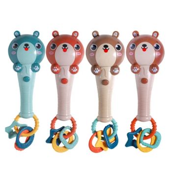 Wholesale Cute Cartoon Bear Stick Toy Soft Rubber Ring Set Toy Baby Music and Light Rattles Toys Funny Silicone Toys for Toddlers Rattle - Shantou Tombo Toys Co., Ltd. - China