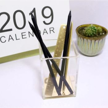 Logo Customized Office Desk Accessory Gold Clear Acrylic Pen Holders - Shenzhen Duobey Technology Co., Ltd. - China