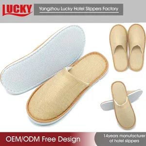 New Eco-Friendly Hotel Slippers Manufacturer Linen SPA Slippers Sustainable Biodegradable Eco-Friendly Slippers for Hotels - Yangzhou Lucky Hotel Slippers Factory - China