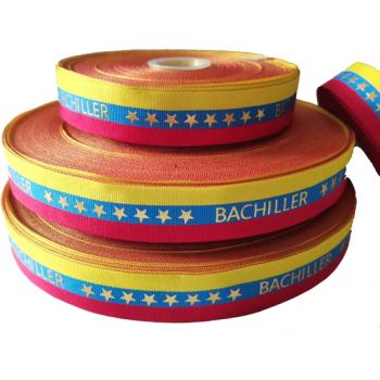 Wholesale Custom Gold Foil Print Polyester Custom Gift Striped Grosgrain Ribbons with Logo - XIAMEN POPTRIMS TEXTILE CO.,LTD. - China