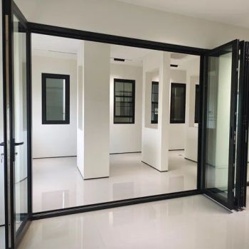 Commercial Aluminum Outside Harmonica Doors Accordion Glass Inside Bifold Folding Bi-Fold Doors - Guangdong deji youpin doors and Windows co. LTD - China