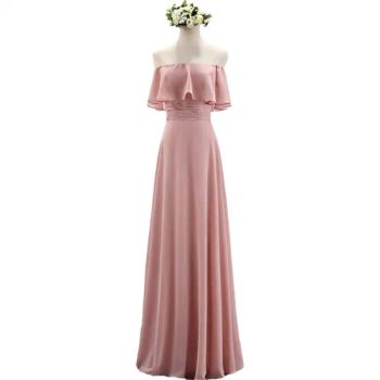 New Sleeveless Pink Chiffon Long Bridesmaid Dresses OEM Yes Mqq 10000 Size S-2XL Color Pink Origin China Season Summer HS Code - Maxspeed Group Co., Ltd - China
