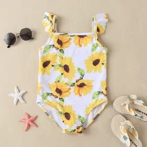 Kids Swimsuit Cute Sunflower Nylon Polyester One Pieces Swimming Girls Swimwear - Shishi Deshang Qiaoyuan Trading Co., Ltd. - China