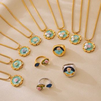 Colorful Floral Pearl Jewelry Set Gold Charm 40-45cm 7# 55+5cm Fashion 1Y MOQ100 - Dianzi Jewelry Manufacture Co., Ltd - China