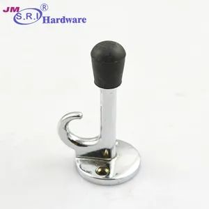 Zinc Alloy Material Door Stop with Hook and Rubber Cap Material Zinc Control Manual Type Door Stop HS Code 83024100 Model NO. - S.R.I Hardware Company Limited - China
