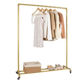 Industrial Pipe Clothing Rack Vintage Clothing Racks on Wheels Mobile Coat Rack Metal Garment Shelf - Hebei Jinmai Casting Co., Ltd. - China