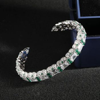 925 Silver Jewelry Zircon Open Bangle - Guangzhou Leaye Jewelry Limited - China