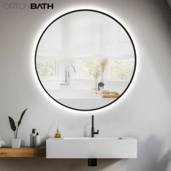 Ortonbath Round Black Framed LED Mirror Bathroom Wall Mounted Vanity Mirror Dimmable Anti Fog Bathroom Mirror IP54 Waterproof 4 Si - Orton Group Co., Ltd. - China