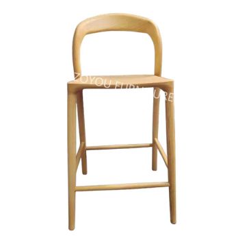 Style Modern Natural Wood Color Restaurant Dining Bar Chair Curved Ash Wood Wooden Bar Chair - Langfang Zhuoou Furniture Co.,ltd - China