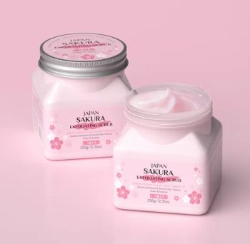 Japan Sakura Body Scrub 350g Lactic Acid Gentle Exfoliators Facial Exfoliating Cream Facial Scrub 350g Sakura Frosting Cream Organic Cherry Blossom Body Scrub - Yixing Allwin Products Co., Ltd. - China