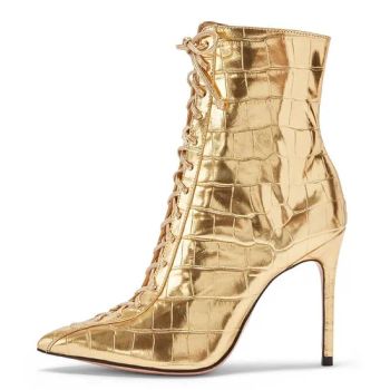 Womens Pointed Toe Crocodile Pattern High Heel Ankle Boots - Sichuan Jinyou Shoes Co., Ltd. - China