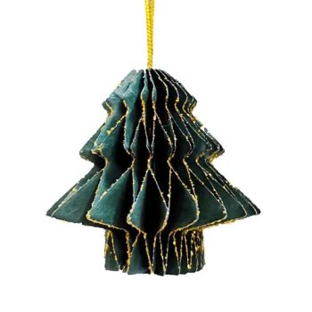 Biodegradable Holiday Party Hanging Gold Glitter Edge Mini Paper Honeycomb Christmas Tree Ornament Decoration Supplies Kit - Fuzhou Huikaihua Arts & Crafts Co., Ltd. - China