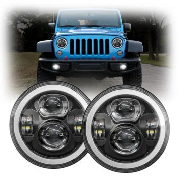 DC9-32V Angel Eyes DRL Turning Light 7'' Auto Halo Round Headlight 7 Inch LED Headlight for Motorcycle for Jeep Cars - Shenzhen Gluheit Technology - China