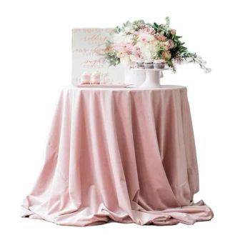 120 Inch Round Table Cloth Dusty Rose Polyester Linens Velvet Tablecloth - Ningbo General Union Co., Ltd. - China