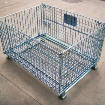 Folding Stacking Wire Storage Metal Pallet Bins Cage - Wuxi Fuping Metal Products Co., Ltd. - China