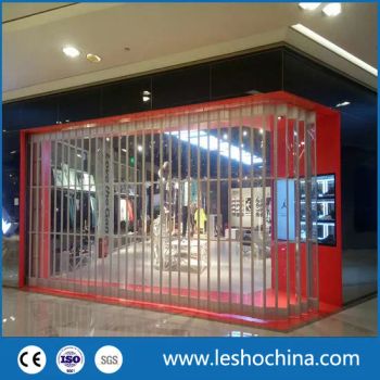 Commercial Shop Front Transparent Polycarbonate Aluminium Sliding Door Mall Metal with Durable PVC Panels Folding Accordion Doors - Zhengzhou Lesho Door Co., Ltd. - China