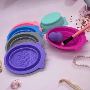 Beauty Cleaning Tools Silicone Scrub Pad Makeup Brush Scrub Folding Bowl Beauty Egg Powder Puff Silicone Cleaning Pad - Dongguan Zhengwei Silicone Technology Co., Ltd. - China