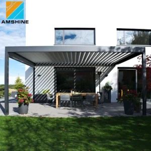 Motorise Waterproof Metal Garden Pavilion Gazebo Aluminum Pergola Modern Prefab Houses - Suzhou Amshine Building Material Co., Ltd. - China