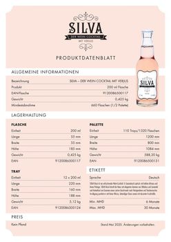 wine cocktail "ROSE"   200 ml Brand Name "SILVA" Manufacturer SILVA GmbH Place of Origin made in - Lebensquelle  - Austria