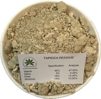 TAPIOCA RESIDUE Grade good Color brown Form Pellets Texture Hard Pellets Max. Moisture (%) 10.32 Application International Markets - Lee Seng Huat Intertrade - Thailand
