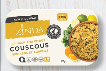 Spanish-style Couscous Spinach and Citrus 150 g Kosher Yes Non Gmo Yes Tray Size 150 G Shelf Life 12 Months Servings Per Package 3 - Zinda Products - Canada