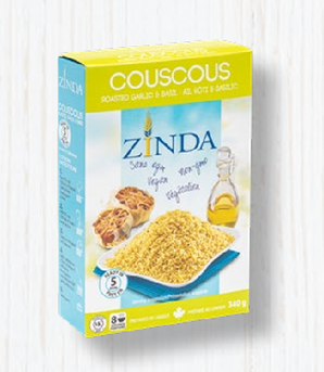 Roasted Garlic & Basil Couscous 340 g Box Size 340 G Shelf Life 12 Months Barcode 8 12050 00316 6 Case Quantity 12 Boxes Per Case - Zinda Products - Canada