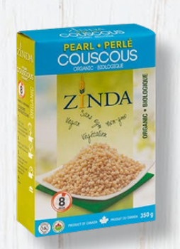 Organic Pearl Couscous 350 g Box Size 400 G Shelf Life 24 Months Barcode 8 12050 00201 5 Case Quantity 12 Boxes Per Case - Zinda Products - Canada