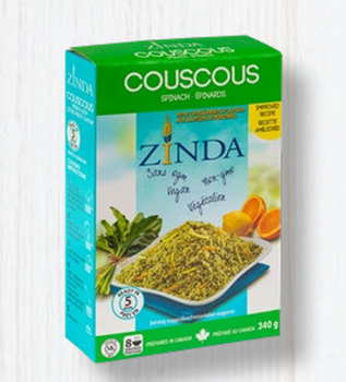 Spinach Couscous 340 g Box Size 340 G Shelf Life 12 Months Barcode 8 12050 00170 4 Case Quantity 12 Boxes Per Case - Zinda Products - Canada