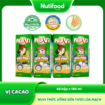 NuVi Fermented Oat Milk Drink with Cacao 180ml Form Drink Flavor Cacao Volume 180ml Shelf Life 08 Months Production Location - Nutifood - Vietnam