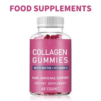 collagen bear gummy candy with biotin+vitamin c hair skin nail joint support dietary supplement 60 gummies per bottle reduce aging whitening healthcare products - Jiabeikang (Guangzhou) Pharmaceutical Holdings Co., Ltd. - China