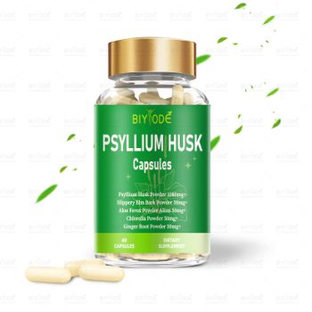 Hot sale wholesale natural prebiotic fiber psyllium husk capsules herbal supplement improve gut health support digestion loss weight slimming burn fat  product - Jiabeikang (Guangzhou) Pharmaceutical Holdings Co., Ltd. - China