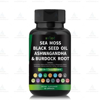 hot sale herbal supplement immune health all in 1 wholesale sea moss black seed oil ashwagandha burdock root supplement weight loss capsule  - Jiabeikang (Guangzhou) Pharmaceutical Holdings Co., Ltd. - China
