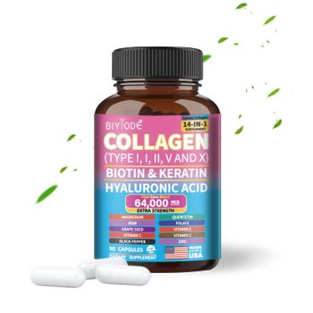 collagen capsules biotin keratin hyaluronic acid zinc black pepper vitamin a c e grape seed folate quercetin magnesium 14 in 1 whitening reduce aging skin hair nail joint health digestion support   - Jiabeikang (Guangzhou) Pharmaceutical Holdings Co., Ltd. - China