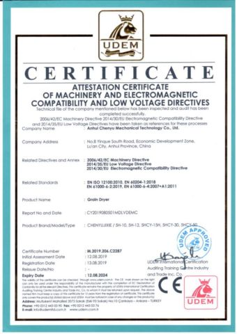 CE Certufucate certificate from Anhui Chenyu Mechanical Co., Ltd