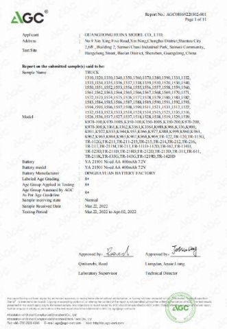 ASTM certificate from Shantou Cy Hobby Toy Factory