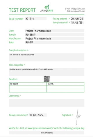 RU58841 COA certificate from Wuhan Comings Biotechnology Co., Ltd.