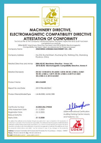 CE certificate from Zhucheng Longmai Machinery Co., Ltd.