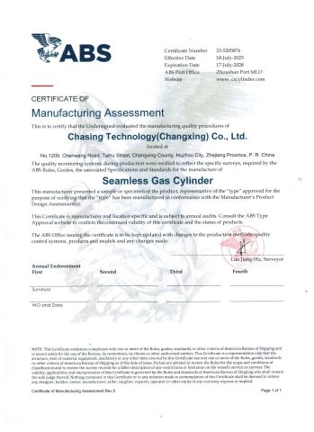 ABS certificate from Chasing Technology(Changxing) Co., Ltd