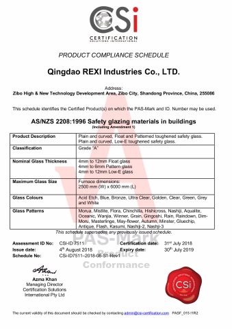CSI certificate from QINGDAO REXI INDUSTRIES CO., LTD.