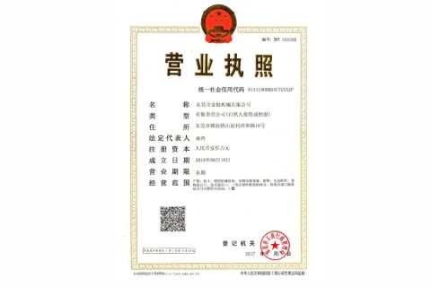 Business License certificate from Golden Technologies (dongguan)wire &cable equipment co LTD