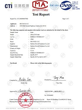 CTI certificate of BAZHOU DOWELL FURNITURE CO., LTD. – certificate photo, supplier certificates section