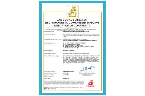 CE Certificate of Hydrogen Generator certificate from Zhengzhou Olive Electronic Technology Co., Ltd.