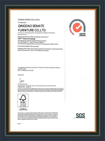 FSC certificate of Qingdao Semate Furniture Co., Ltd – certificate photo, supplier certificates section