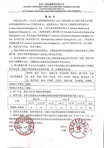 Authorization certificate of Maxizm Construction Machinery (Qingdao) Co., Ltd. – certificate photo, supplier certificates section