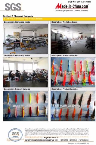 SGS certificate from Weihai Jinjiang Fishing Tackle Co., Ltd.