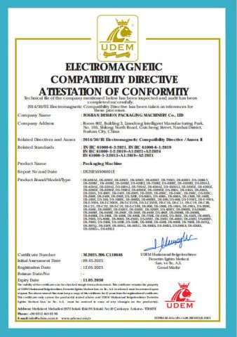 Certificates certificate of Foshan Dession Packaging Machinery Co., Ltd. – certificate photo, supplier certificates section